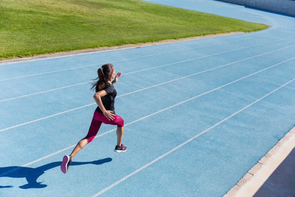 A person running on a track