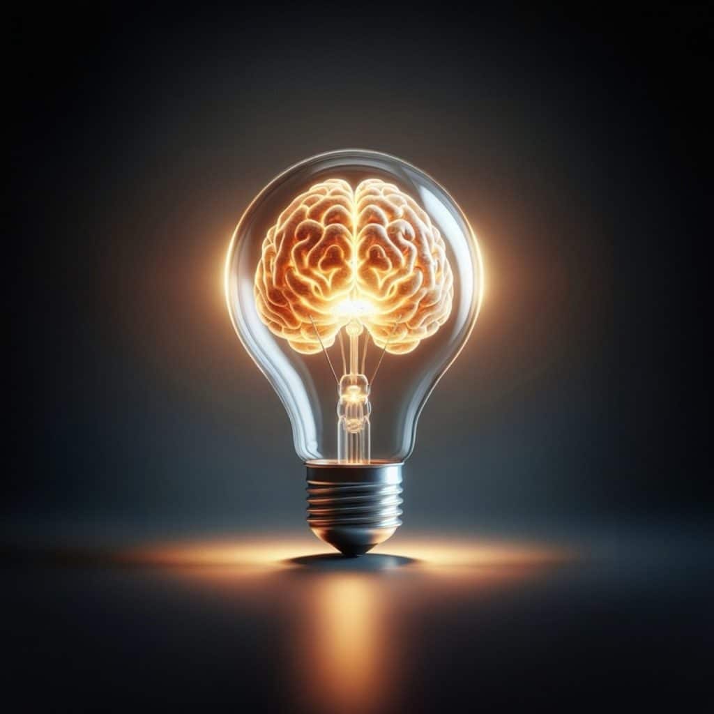 A brain inside a lightbult