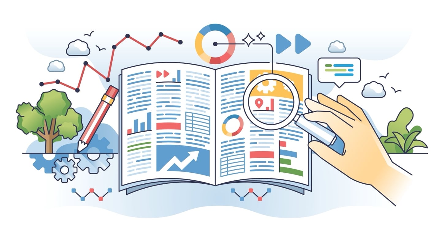 A hand holding a magnifying glass over a book AI-generated content may be incorrect.