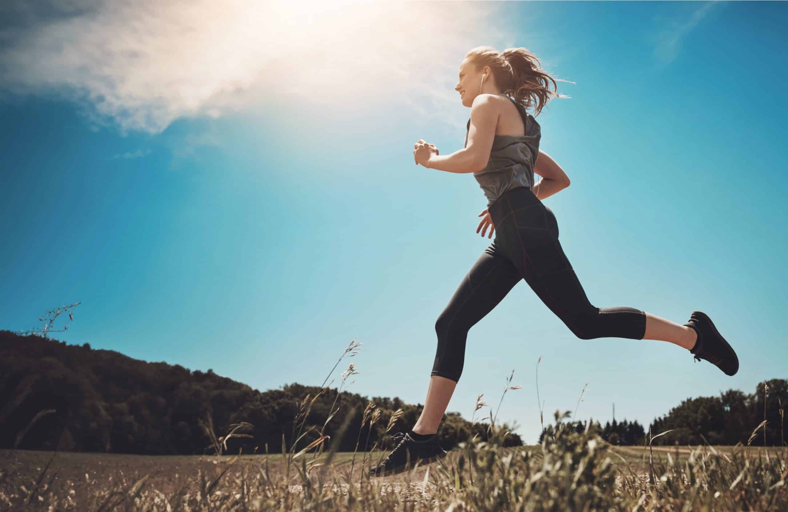 A person running in a field